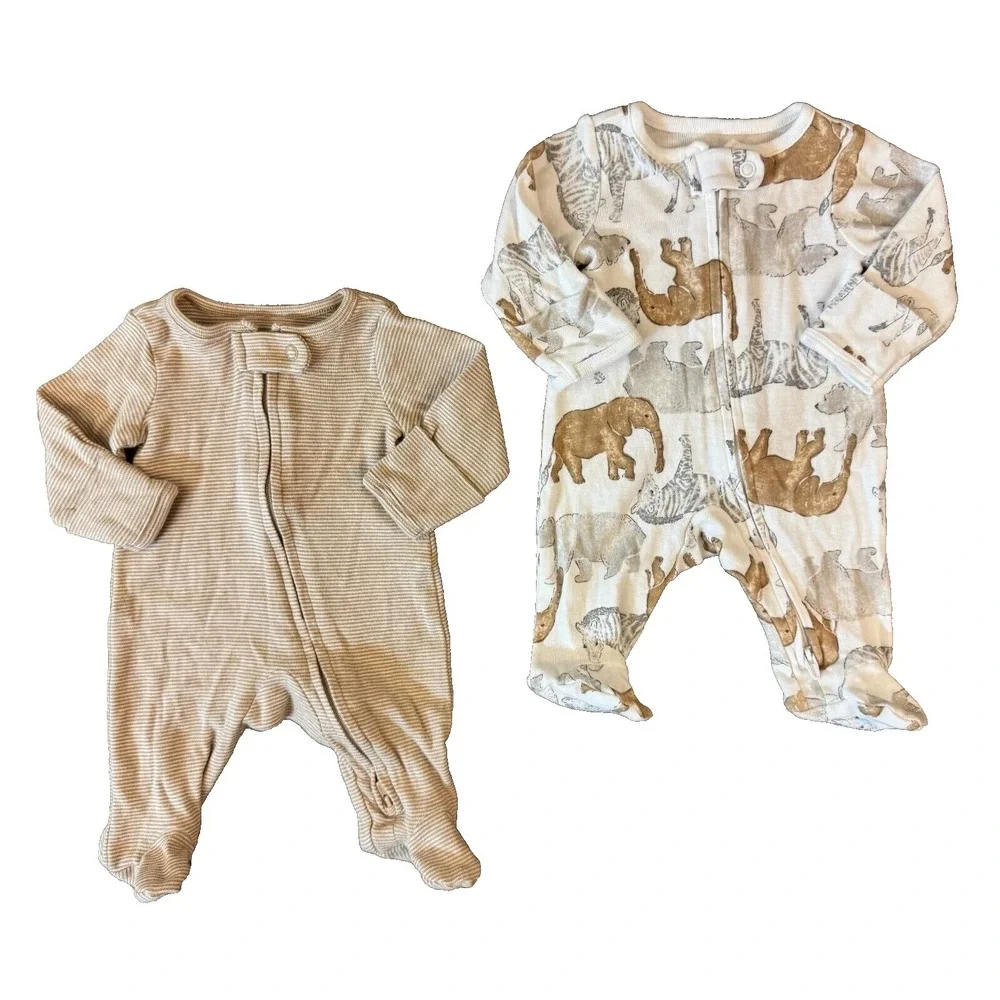 Preemie Baby Boy Girl Gender Neutral Sleepers Lot Outfit‎ Cotton Reborn Animals